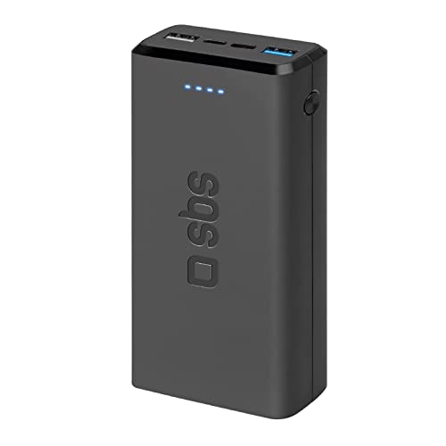 SBS Power Bank Ladegerät 20000 mAh, 1 x 10W USB-A Port und 1 x 5W, 1 x 10W USB-C, schlank, leicht, lädt bis zu 8 mal Smartphone und 4 mal Tablet von SBS