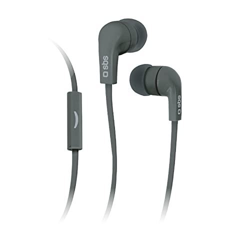 SBS S.p.a. TEFLAT2INEARK In-Ear stereo Ohrhörer Studiomix 30, universal jack 3,5 mm mit Flat Kabel und answer button schwarz von SBS