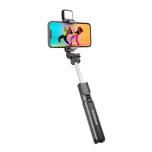 SBS Smartphone-Stativ mit LED, Selfie-Stick mit drahtloser Fernbedienung, Selfie-Pole für iPhone, Samsung, Oppo, Xiaomi, inklusive Ladekabel und Tasche von SBS