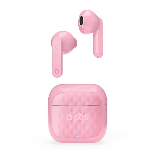 SBS TWS Air Free Wireless Kopfhörer mit Multifunktions-Touch-Steuerung, Ladestation, ideal für Musik und Anrufe bis zu 3,5 Stunden hintereinander, inklusive Kopfhörer, Rosa von SBS
