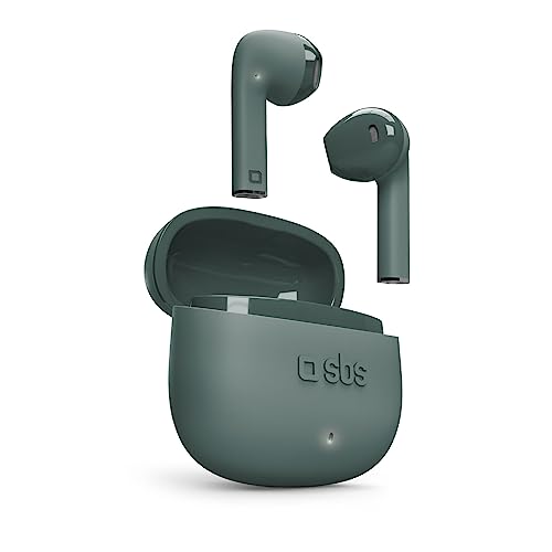SBS TWS ONE Colour Ohrhörer mit Ladeetui, Touch-Bedienelementen und integriertem Mikrofon, Sprachassistent, bis zu 3 Stunden Hördauer, inkl. USB-C-Ladekabel, grün von SBS