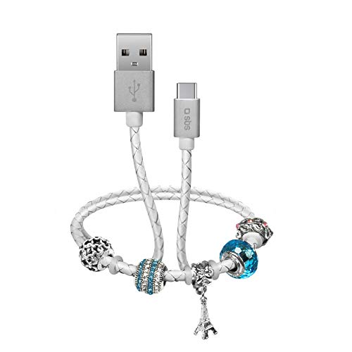 SBS Typ C USB Kabel mit Armband - 39 cm langes Ladekabel mit 2.0 USB & USB C Anschluss - Ideal für MacBook, Macbook Pro, Notebook von SBS
