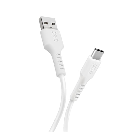 SBS USB-A auf USB-C Kabel - Schnellladung und Datenübertragung 480 Mbit/s - Knickschutz, kompatibel mit Smartphone, Tablet, Länge 1 Meter, Weiß von SBS