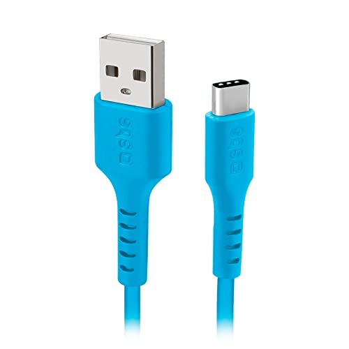 SBS USB-A und USB-C-Kabel, 1,5 m, mit Knickschutz-Finish, für Samsung, Oppo, Huawei, Xiaomi, MacBook, iMac, PC, Tablet, hellblau von SBS