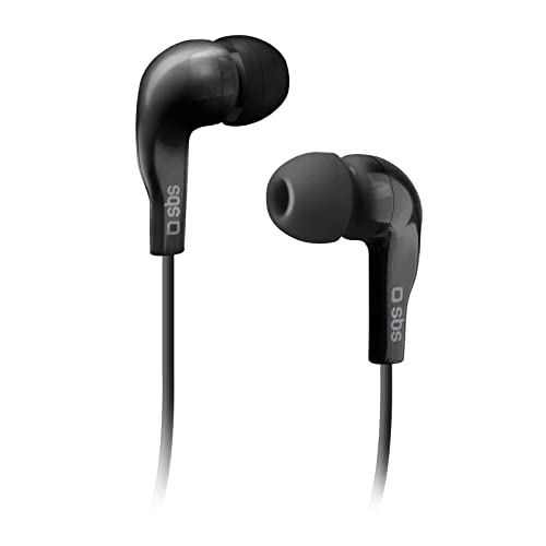 SBS in Ear Kopfhörer mit Kabel - Kopfhörer mit Mikrofon & Gummipolster - Kopfhörer in schwarz für Smartphone, Handy & PC - Drahtlose Kopfhörer von SBS