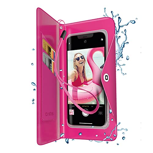 SBS wasserdichte Schutzhülle für Samsung, Oppo, Xiaomi und iPhone bis 6,8 Zoll (6,8 Zoll), wasserfest, mit Kartenfächern, luftdichtem Bargeldfach, Umhängeband, Rosa von SBS