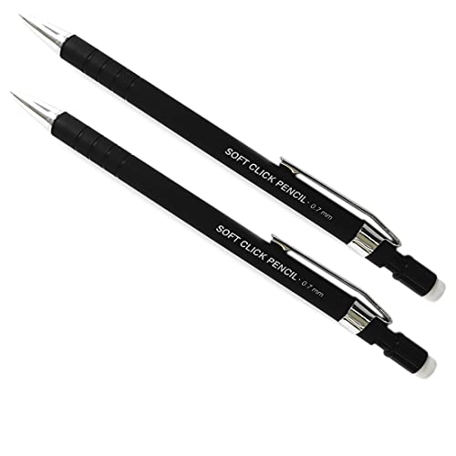 SC-HARDWARE 2x Druckbleistifte 0,7mm m. Radierer 6 Bleistiftminen Fallbleistifte Set Stifte von SC-HARDWARE