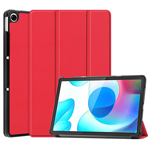 SCDMY Hülle für Realme Pad （10.4"）, Ultra PU Flip Etui Case Cover Smart Lederhülle Schutzhülle Ständer Flip Tasche Shell -Rot von SCDMY