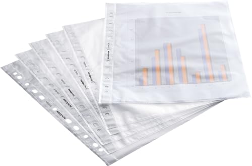 SCHÄFER SHOP Klarsichthüllen – A4 Prospekthüllen Sichthüllen Dokumentenhüllen - aus PP mit Eurolochung, 0.08 mm - genarbt, transparent 100 Stück von SCHÄFER SHOP