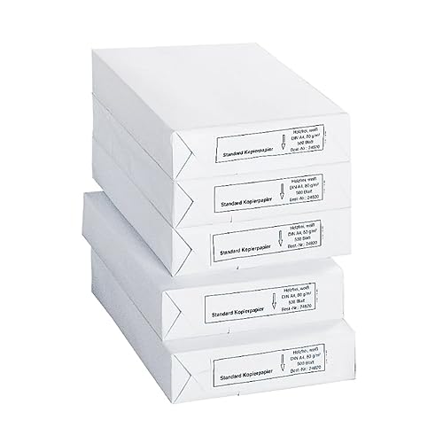 SCHÄFER SHOP Kopierpapier A4-80g/m² Papier - Druckerpapier Laserpapier Inkjetpapier Faxpapier - 2500 Blatt, 5 Packungen mit 500 Blatt, weiß von SCHÄFER SHOP