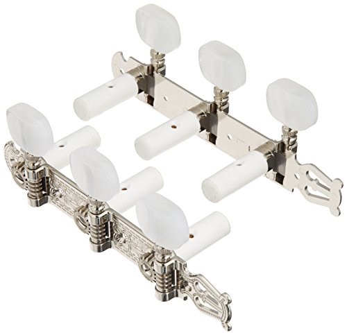 Schaller »LYRA MACHINE HEADS - NICKEL - BASEPLATE 3 - ACRYLIC - WHITE NYLON POSTS 10mm« Mechaniken für Konzert-Gitarre - Set mit 2 Stück von SCHALLER