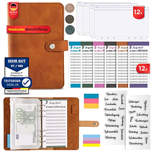 SCHANSLI Binder Budgetplaner Deutsch – Budgetordner A6 Geldplaner-Ordner, ideal zum Geldsparen und Sparherausforderung als Sparbuch mit Filmen – Bargeldfüllung, deutsches Set, Budgetplaner-Set, deutsc von SCHANSLI