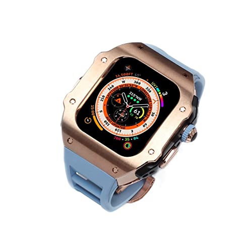 SCHIK Für Apple Watch Ultra 49 mm Titanlegierung RM Mod Gehäuse mit Fluorkautschukband Modifikationsset Armbänder und Metalllünette für iWatch Ultra (Farbe: L, Größe: für 49 mm) von SCHIK