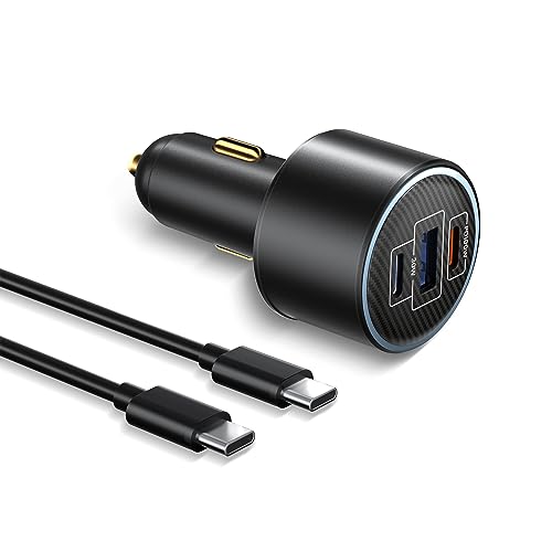 130W USB C Auto Ladegerät, 3 Port Zigarettenanzünder USB C Kfz Ladegerät PD 100W 30W QC 3.0 Schnellladen Adapter mit USB C Kabel für MacBook Pro Air, iPhone, iPad, Galaxy,Tablet, Laptop von SCHITEC
