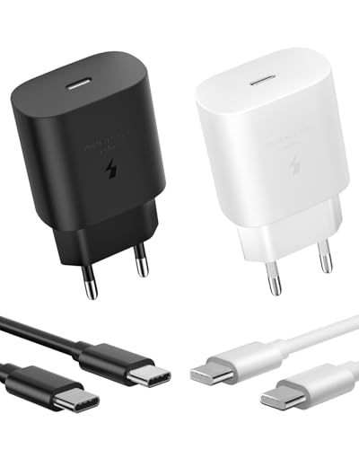 Ladegerät für Samsung 25W, 4 Stück USB C Schnellladegerät Netzteil Stecker und 1 M Kabel, kompatibel mit Galaxy S23/S22/S21/S20/Note 20/A73/A53/A52/S10/S9 Netzadapter Typ C Wandsteckdose von SCHITEC