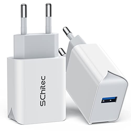 SCHITEC USB Ladegerät Netzteil Stecker 2 Pack 18W Quick Charge 3.0 Schnellladegerät USB Ladestecker Kompatible mit Galaxy S20 S21 Plus Ultra S10 S9 S8 A50 A42 Redmi Note 8 Pro Huawei P30 usw von SCHITEC