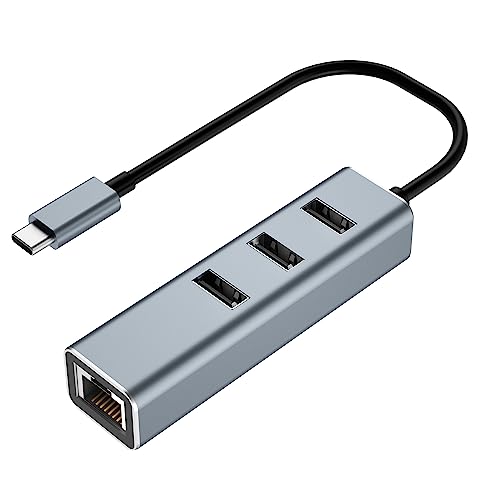 USB C Ethernet Hub, USB C Splitter für Aluminiumlegierung RJ45 USB Adapter mit 1 RJ45 LAN Port und 3 USB 2.0 Datenports, passend für Windows 10/8, MacBook, Mac Pro/Mini, iPad OS von SCHITEC