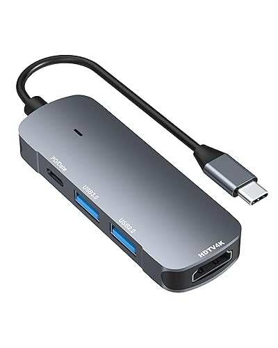 USB C Hub, 4 in 1 USB C Docking Station mit 4K HDMI,PD3.0 65W, USB 2.0, USB3.0, USB C Daten Adapter, kompatibel mit MacBook Pro/Air mehr C-Typ Geräte von SCHITEC