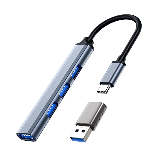 USB C Hub 3.0 Adapter，4 Port Ultra Thin USB 3.0 ＋3 Ports 2.0 Tragbarer Aluminium Mini USB Verteiler Datenhub für MacBook Pro 13" und 15" 2020/, MacBook Air 13" 2018，USB Flash Drives, von SCHITEC