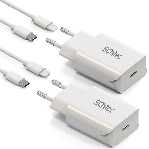 USB C Ladegerät 20W, 4er Pack USB Stecker und Ladekabel Set, USB PD 3.0 Power Adapter Schnellladegerät Netzteil Ladestecke mit 1M USB C auf iPhone Kabel für iPhone 14/14 Pro/13 12 11 SE 8 usw von SCHITEC