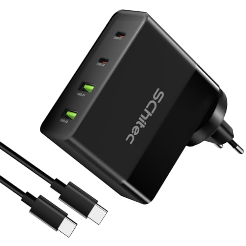 USB C Ladegerät Stecker，130W USB C Netzteil 4 Port 2 USB C +2 QC 3.0 Unterstützung 100W Schnellladegerät，Multiport USB C Laptop USB Ladestecker mit Ladekabel für MacBook, iPad Pro, iPhone 15/14/13 von SCHITEC