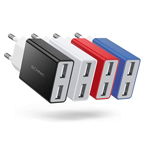 USB Ladegerät Netzteil Stecker, 4Pack 5V / 2.1A Slim 2 Port USB Ladestecker für iPhone 11 X 8，Samsung Galaxy S9, S8, Huawei, LG, Tablet, Kindle und mehr von SCHITEC