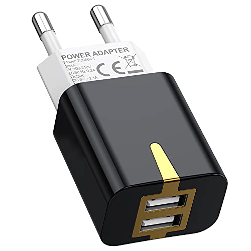 USB Ladegerät Stecker, 2 Port 5V / 2.1A USB Netzteil Ladestecker，USB Tragbar Wall Charger USB Netzstecker für iPhone 11 X 8 7 Samsung Galaxy S10 S9 S8 Huawei LG Tablet von SCHITEC