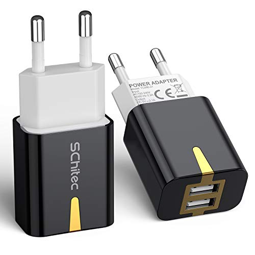 USB Ladegerät Stecker,2 Pack 2 Port USB Netzteil 5V / 2.1A Ladeadapter Handy Netzstecker für iPhone 11 X 8 7 Samsung Galaxy S10 S9 S8 Huawei LG Tablet von SCHITEC