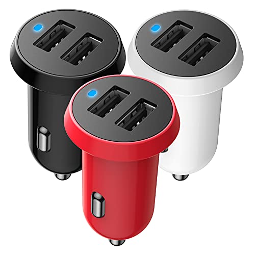 Zigarettenanzünder Auto USB Ladegerät,3 Pack Mini USB KFZ Ladegerät 2 Port 5V 3.1A Auto Adapter kompatible mit iPhone 11/X/8S/7, Samsung Galaxy S10 S9,LG,Huawei und mehr von SCHITEC