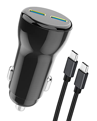 Zigarettenanzünder Doppelt USB-C PD 3.0 Auto Ladegerät 40W, Mini USB KFZ Schnelllade Adapter mit 1M C to C Ladekabel für iPhone 11/12, Samsung S21/S20/S10, Huawei, Xiaomi,Tablets und Mehr von SCHITEC