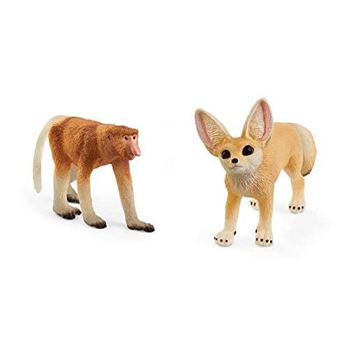 SCHLEICH 14846 Nasenaffe, für Kinder ab 3+ Jahren, WILD Life - Spielfigur & 14845 Spielfigur - Wüstenfuchs (Wild Life), 1er Pack von SCHLEICH