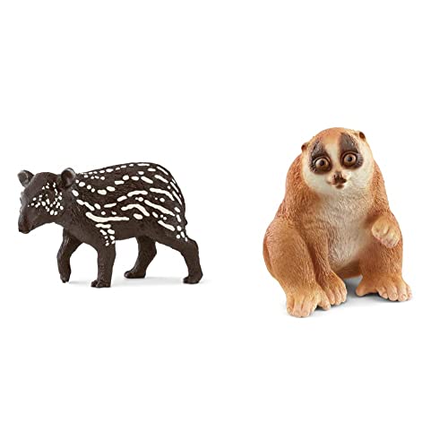 SCHLEICH 14851 Tapir Junges, für Kinder ab 3+ Jahren, WILD Life - Spielfigur & 14852 Plumplori, für Kinder ab 3+ Jahren, WILD Life - Spielfigur von SCHLEICH
