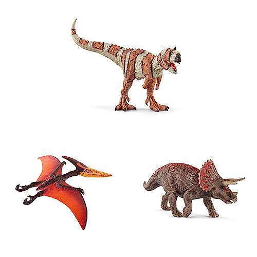 SCHLEICH 15032 Majungasaurus, für Kinder ab 5-12 Jahren, Dinosaurs - Spielfigur & 15008 Pteranodon, für Kinder ab 5-12 Jahren, Dinosaurs - Spielfigur & 15000 Triceratops, für Kinder ab 5-12 Jahren von SCHLEICH