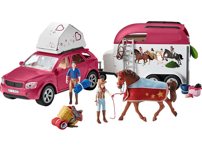 SCHLEICH Abenteuer mit Auto und Pferdeanhänger Spielfigur, Mehrfarbig von SCHLEICH