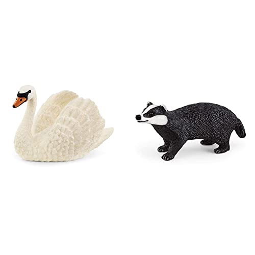 Schleich 13921 Spielfigur - Schwan (Farm World) & 14842 Spielfigur - Dachs (Wild Life) von SCHLEICH