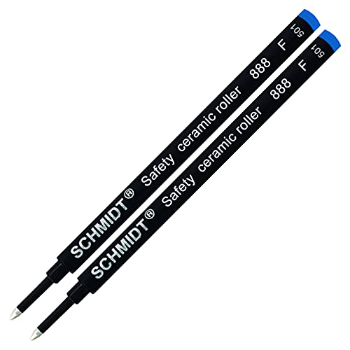 Schmidt 888 Schreibmine mit feiner Spitze (0,6 mm), blaue Tinte, Kunststoffrohr/Körper, Edelstahlspitze, Sicherheitskeramik-Rollermine – 2 Stück von SCHMIDT