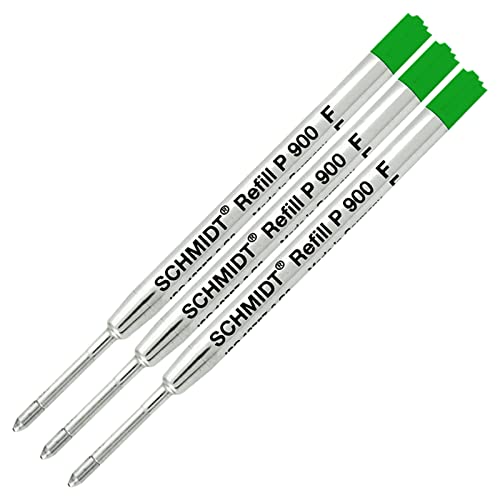 Schmidt Parker Kugelschreiberminen P900, feine Spitze, Grün, 3 Stück von SCHMIDT