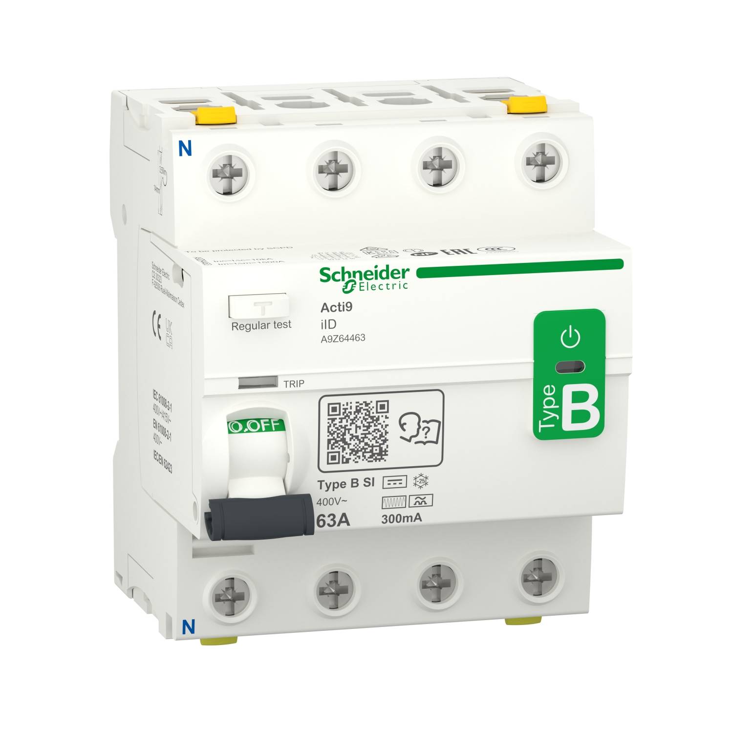 Schneider FI-Schalter 4P 63A A9Z64463 300mA IID TYP B-SI Allstromsensitiv Schneider FI-Schalter 4P 63A A9Z64463 300mA IID TYP B-SI Allstromsensitiv von SCHNEIDER ELECTRIC GMBH