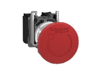 Harmony nødstop komplet med Ø40 mm paddehoved i rød farve med tryk/drej funktion og 1xNO+2xNC von SCHNEIDER ELECTRIC