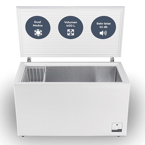 SCHOEPF – GT400S Gefriertruhe 400 L – Weiß – 83,5 x 136,5 x 73,5 cm – Dual Modus – Schnellgefrieren – 41 dB – 263 kWh/Jahr – 4-Sterne-Kennzeichnung – Freistehend SCHOEPF – GT400S Gefriertruhe 400 L – Weiß – 83,5 x 136,5 x 73,5 cm – Dual Modus – Schnellgefrieren – 41 dB – 263 kWh/Jahr – 4-Sterne-Kennzeichnung – Freistehend von SCHOEPF