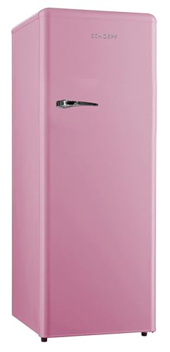 SCHOEPF – RKS245P Vollraum-Kühlschrank 145,6 cm – Retro Design – 238 L – LED-Beleuchtung – Höhenverst. Füße – 40 dB – Pink – Freistehend – Vintage Look - Getränkekühlschrank, Standardkühlschrank SCHOEPF – RKS245P Vollraum-Kühlschrank 145,6 cm – Retro Design – 238 L – LED-Beleuchtung – Höhenverst. Füße – 40 dB – Pink – Freistehend – Vintage Look - Getränkekühlschrank, Standardkühlschrank von SCHOEPF