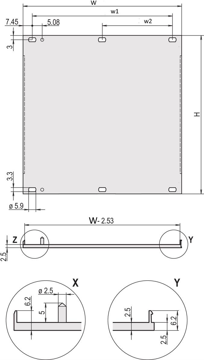 SCHROFF Frontplatten, U-Profil, schirmbar - U-FRONTPL.EMC 3HE 63TE M.PIN (20848068) von SCHROFF
