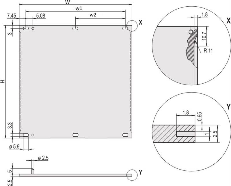 SCHROFF Frontplatten schirmbar - FRONTPL.EMC 6HE 42TE M.PIN (20846453) von SCHROFF
