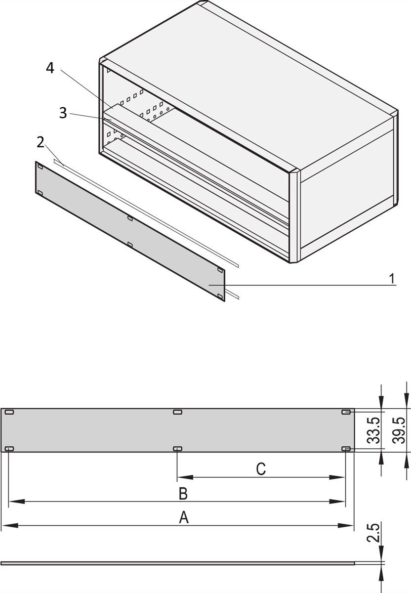 SCHROFF PART.FRONT PANEL 1U 84HP - Rack-Zubehör (20850426) von SCHROFF