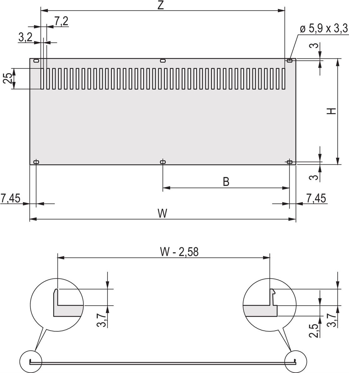 SCHROFF Rückwand, perforiert, zur Montage an Modulschienen - RUECKWAND HF 3HE 28TE BELUEF (20848633) von SCHROFF