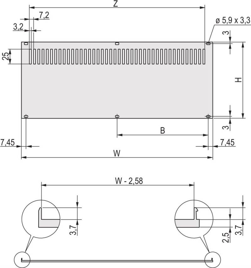 SCHROFF Rückwand, perforiert, zur Montage an Modulschienen - RUECKWAND HF 3HE 28TE BELUEF (20848633) von SCHROFF