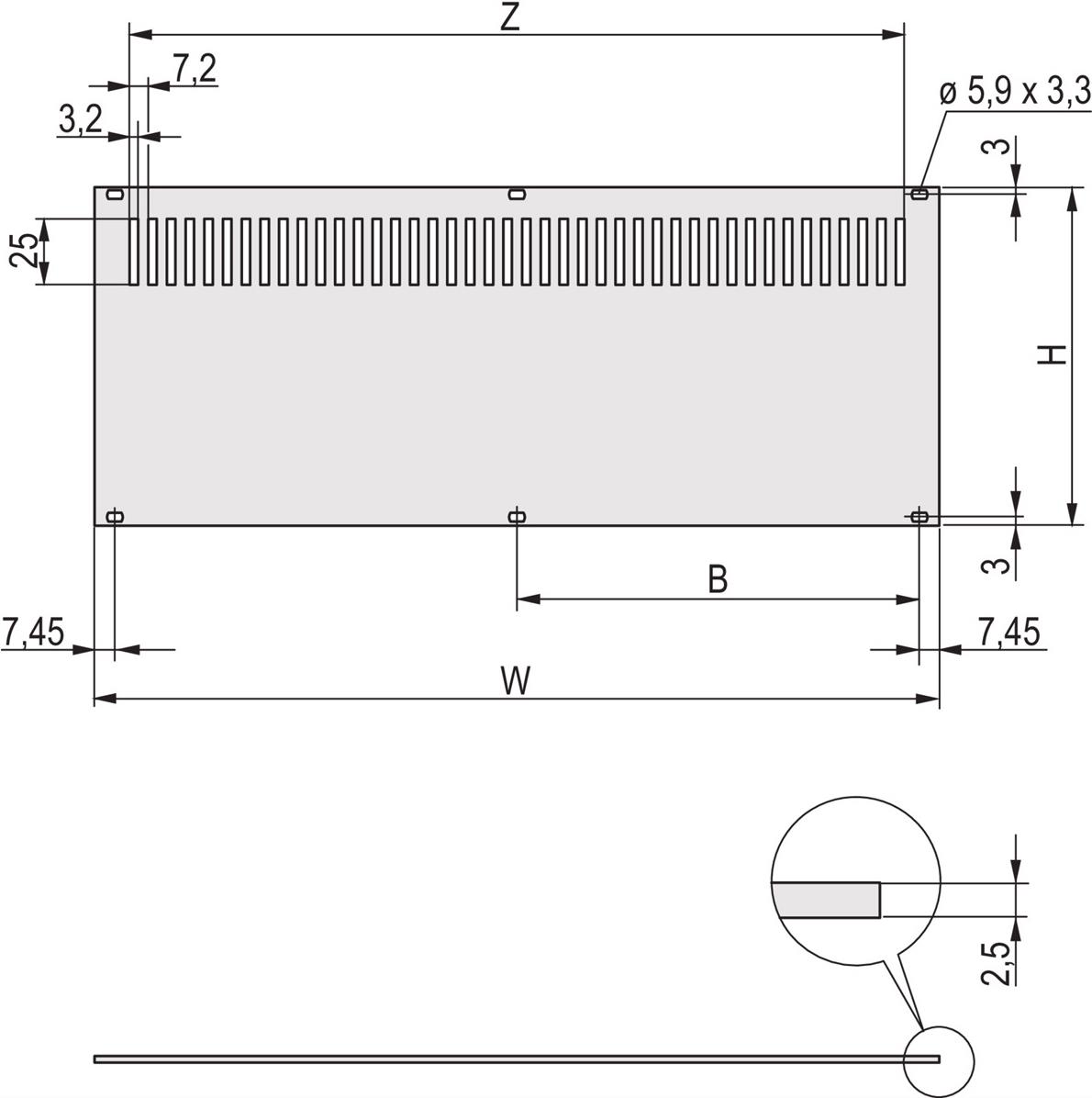 SCHROFF Rückwand, perforiert, zur Montage an Modulschienen - RUECKWAND PERFOR. 3HE 84TE (30849023) von SCHROFF