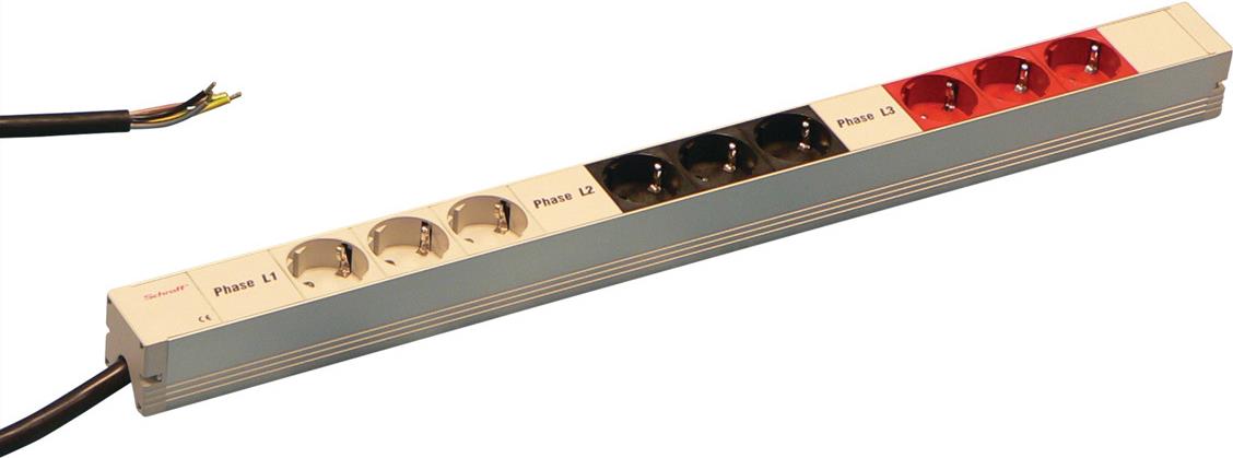 SCHROFF SOCKET STRIP SCHUKO 9-WAY 608.5L - Rack-Zubehör (60110219) von SCHROFF