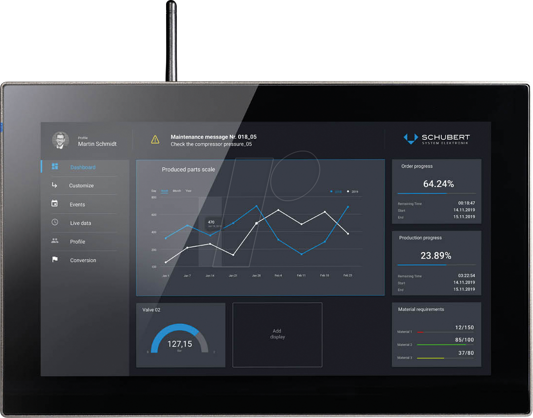 SSE 15.6 ANBAU - Industrie-PC, 15,6'' Display, Atom, 8GB/256GB, Anbau von SCHUBERT SYSTEM ELEKTRONIK