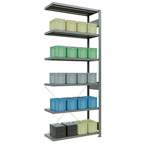 SCHULTE Anbau-Schwerlastregal MULTIplus 250 12946 silber 100,0 x 40,0 x 250,0 cm von SCHULTE